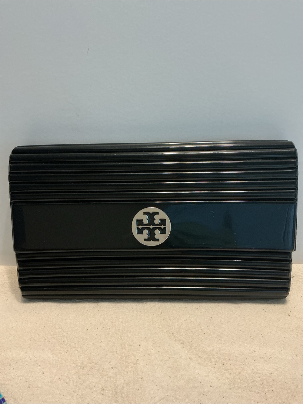 Tory Burch Black Ribbed Clutch